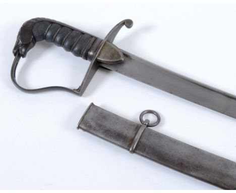 A YEOMANRY OFFICERS SWORD C1800. A Yeomanry Officers private purchase sword, with horsehead pommel in steel. Steel guard knuc