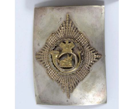 AN ARGYLL &amp; BUTE REGIMENTAL SHOULDERBELT PLATE. Of two-piece construction with two pins holding the badge, three of the f