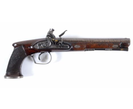 A DUELLING PISTOL BY PROSSER. A .36 bore Duelling Pistol by Prosser of Charing Cross. London, with Flintlock action. 13.1/2" 