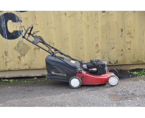 A MOUNTFIELD SELF PROPELLER PETROL LAWN MOWER with 46cm cut, Briggs and Stratton engine, electric start ( starts and propels 