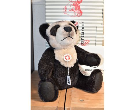A BOXED LIMITED EDITION STEIFF SPECTACLED TED CUB, with 61% alpaca charcoal grey and pale beige 'fur', gold coloured ear butt