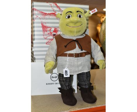 A BOXED LIMITED EDITION STEIFF 'SHREK', with green mohair and cotton 'skin', gold coloured ear button and white label no 3554