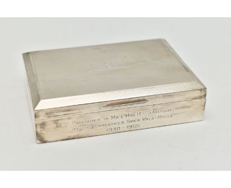 AN ELIZABETH II SILVER CIGARETTE CASE OF RECTANGULAR FORM, the engine turned hinged lid with 'S' engraved to the rectangular 