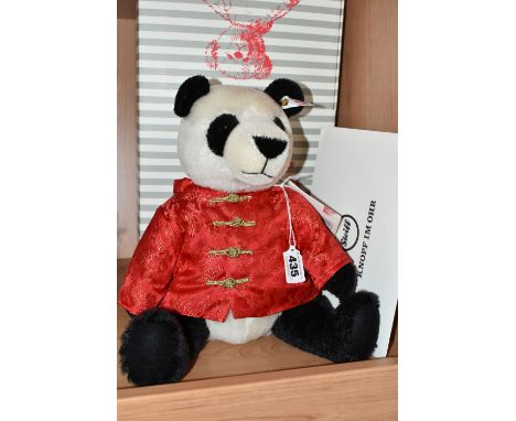 A BOXED LIMITED EDITION STEIFF 'BAO BAO: THE LUCKY STEIFF PANDA', with black and white mohair and cotton 'fur', gold coloured