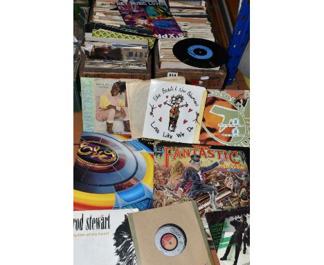 THREE BOXES OF SINGLE AND L.P RECORDS, to include approximately two hundred single records, artists include The Beach Boys, B