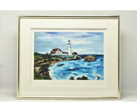 BOB DYLAN (AMERICA 1941) 'LIGHTHOUSE IN MAINE', a limited edition print from the Beaten Path series, depicting the Portland H