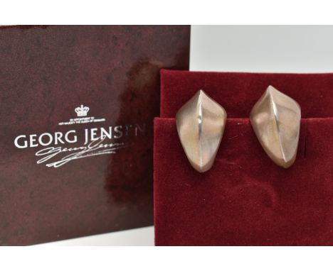 A PAIR OF 'GEORG JENSEN' CUFF EARRINGS, modernist earrings designed by 'Nanna Ditzel', design number 126, signed 'Georg Jense