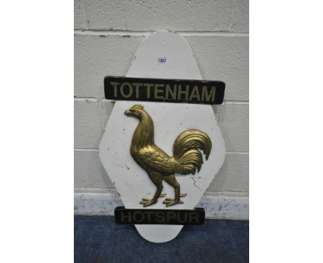 A VINTAGE FIBREGLASS TOTTENHAM HOTSPUR SIGN, 49cm x 87cm (condition report: paint cracked and flaking)