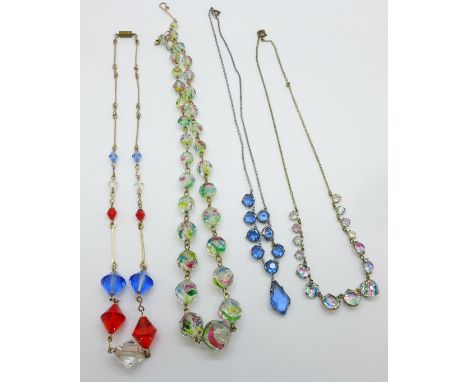Four vintage necklaces 