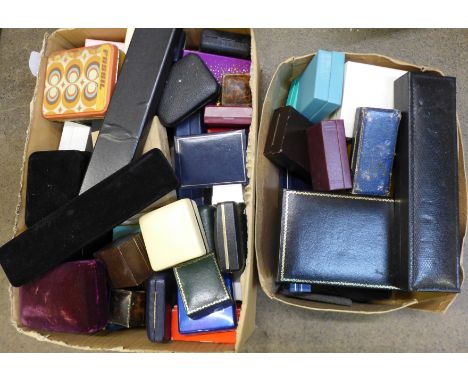 A collection of jewellery boxes, some vintage 