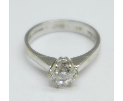 An 18ct white gold and diamond ring, 0.8carat diamond weight, total weight 3.4g, N 