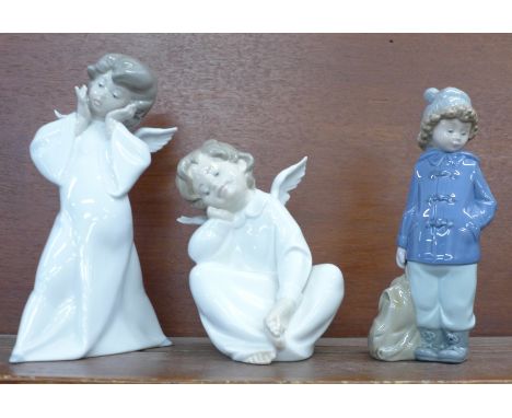 Two Lladro figures and a Nao by Lladro figure 