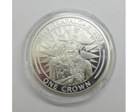 A silver proof crown, 2005 Trafalgar commemorative 