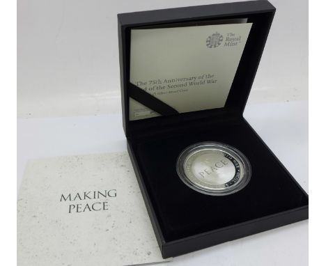 Coins;-The Royal Mint, Making Peace The 75th Anniversary of The End of The Second World War, 2020, £5 silver proof coin, no. 