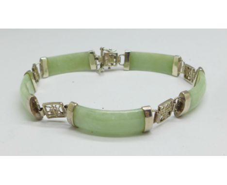 A silver and jade bracelet 