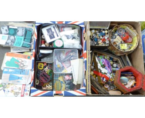 Vintage sewing cottons, buttons, patterns, buckles, etc. 