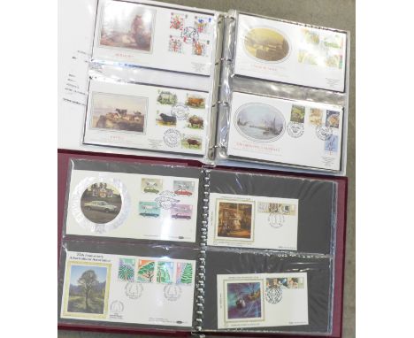 Stamps; GB silk first day covers in two albums, including Benham, (106) 