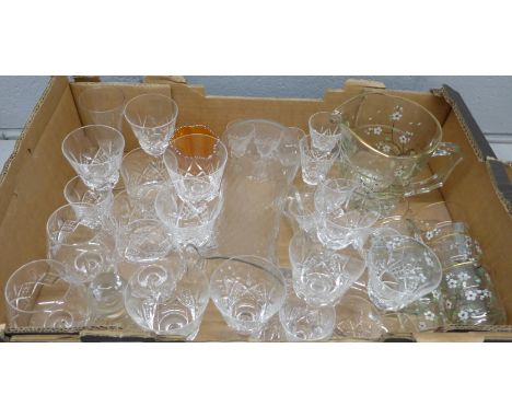 Glassware including a vintage lemonade set **PLEASE NOTE THIS LOT IS NOT ELIGIBLE FOR POSTING AND PACKING** 