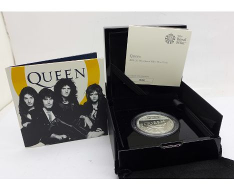 Coins;-The Royal Mint, Queen 2020 UK two ounce silver proof £5 coin, 999.9 silver, 62.42g, no. 330, limited edition of only 5