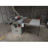 Axminster Trade Series MJ12-1600MK11 panel saw, serial no. 10AM-031-01-49 with Numatic NVD 750-2