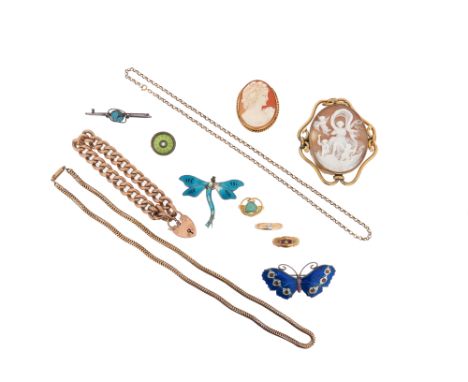 Assorted jewellery items, including an opal dress ring with openwork closed back setting in gold, size P; a gold gypsy ring s