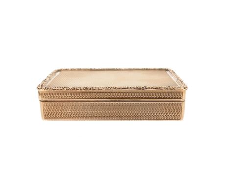A Victorian 9ct gold rectangular snuff box, in the Regency manner, London marks for 1868, 8cm wide, 93g