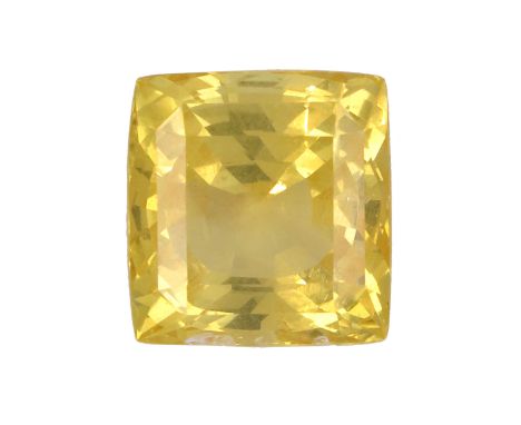 †&nbsp;An unmounted square-shaped yellow sapphire, 42.51cts, Accompanied by report number 20232 dated 23 July 2021 from The G