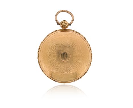 A George IV 18ct gold hunting cased pocket watch, the gold dial centred with an engine-turned centred disc within a matted ri