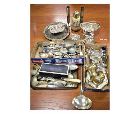 Quantity of silver plated items including Royal Doulton seriesware sugar shaker with plated top, flatware etc   Condition: So