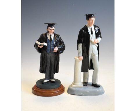 Royal Doulton 'The Graduate' HN3017 and another cast resin figure of a Schoolmaster   Condition: We endeavour to mention any 