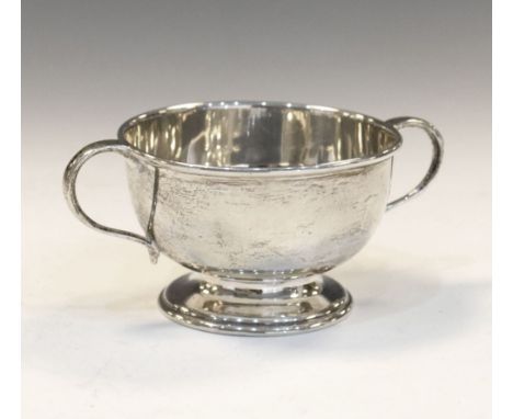 George VI silver two handled bowl, sponsors mark of Liberty &amp; Co, Birmingham 1939, 5cm high, 69g approx   Condition: The 