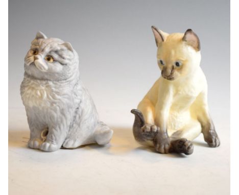 Royal Worcester two figures from the 'Kittens' series 'Siamese' and 'Blue Persian', 10.5cm high and smaller   Condition: Rest