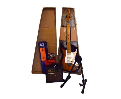 Musical Instruments - Cort Performer Series electric guitar in sunburst finish, Yamaha speaker and accessories   Condition: G