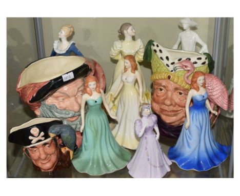 Royal Doulton two character jugs 'Falstaff' (D6287) and 'Ugly Duchess' (D6599), a small character jug 'Long John Silver' (D63