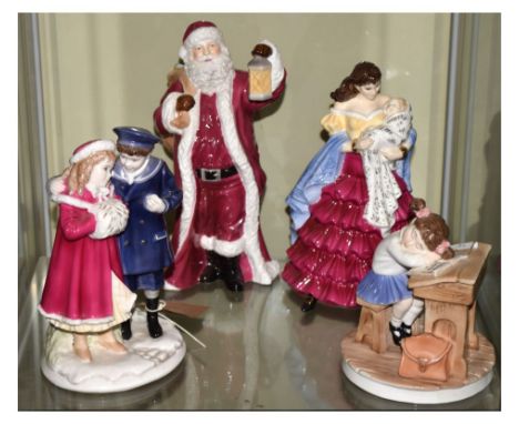 Collection of Royal Worcester figures, 'Forty Winks' (CW612), 'Father Christmas' (CW574), 'First Born at Appleby Fair' (376/6