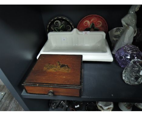 An art deco design soap dish and small trinket case