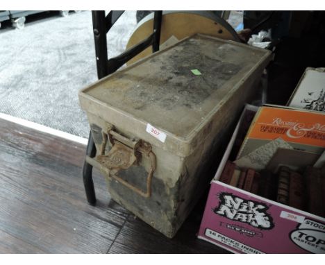 A vintage chest and selection of tools