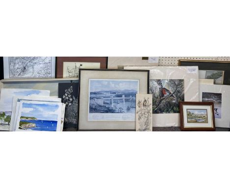 PAINTINGS &amp; PRINTS - to include an Iranian miniature on Sudo Ivory, 22 x 9.5cms, JANE NORMAN PHILLIPS colour print - Robi