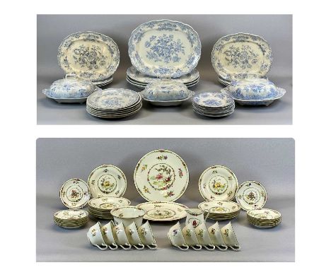 WEDGWOOD 'ASIATIC PHEASANT' TRANSFER WARE DINNER SERVICE - 19th century including three oval lidded tureens, various oval pla