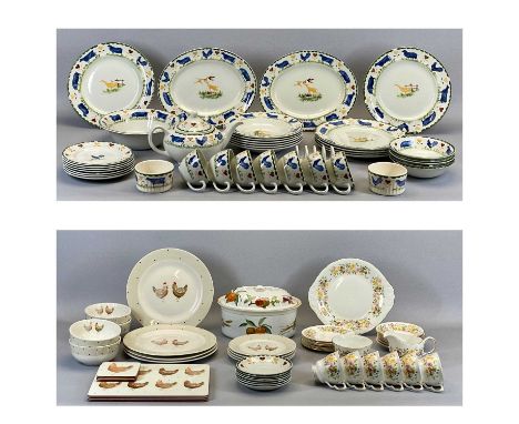 COLCLOUGH FLORAL DECORATED CHINA TEA SERVICE, 20 pieces, a Wood &amp; Sons dinner and tea service decorated with farmyard ani