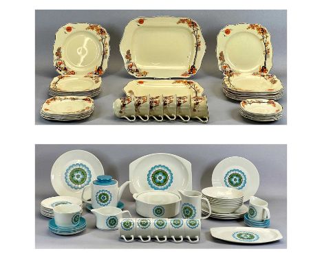 DINNER &amp; COFFEE SERVICE including lidded circular tureen, two oval platters, three various jugs, 41 pieces approx, a J &a