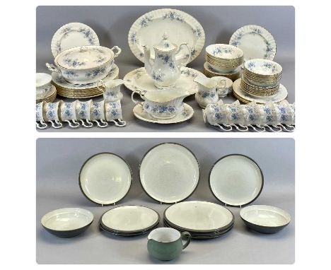 ROYAL ALBERT 'BLUE BLOSSOM' DINNER, TEA &amp; COFFEE SERVICE including circular two-handled lidded tureen, coffee pot, sauce 