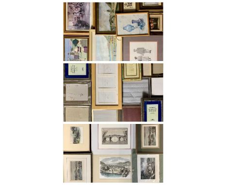COLOUR ENGRAVINGS (6) - 19th century, Llanrwst Bridge, 17 x 24.5cms the largest (3 unframed), and a large quantity of other f