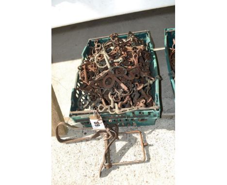 Quantity of mixed heavy and light horse bits.