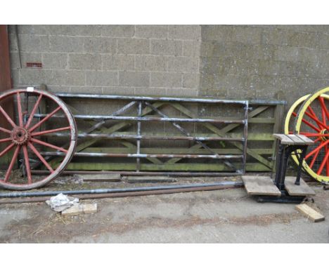 Wooden gate and metal gate.