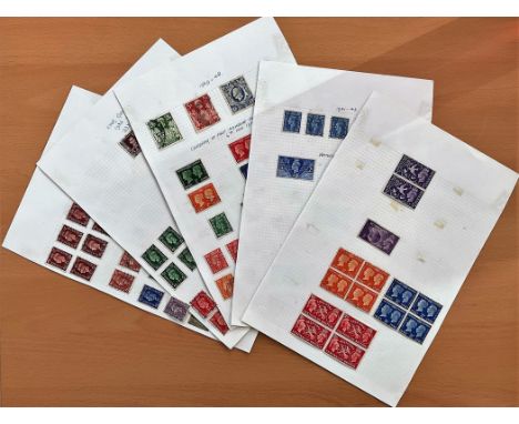 GB George VI Stamps used on 7 Album pages, from 1937 to 1947 Including Centenary of the first adhesive Postage Stamp 1940, Vi