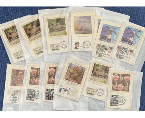 46 Benham Silk First Day Cards with Stamps and FDI Postmarks, contains multiples, Includes Information Technology Year (2 Dif