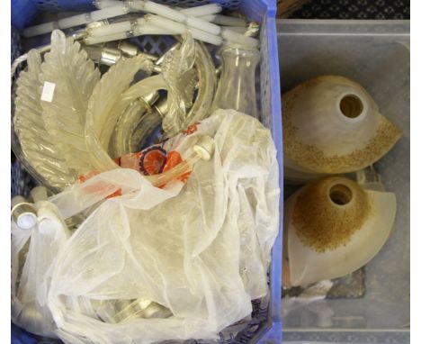 A selection of assorted glass lamp shades and leaf shaped glass branches / arms.