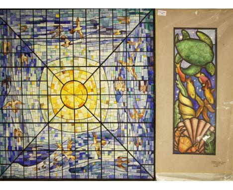 GODDARD & GIBBS STUDIOS. Two unframed, pen, ink and watercolours on paper, one of a single light design, depicting an underwa