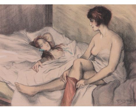 Ferdinand Gottlob
Colour lithograph nude women, signed in pencil, No. 79 / 100, i 11" x 15" framed